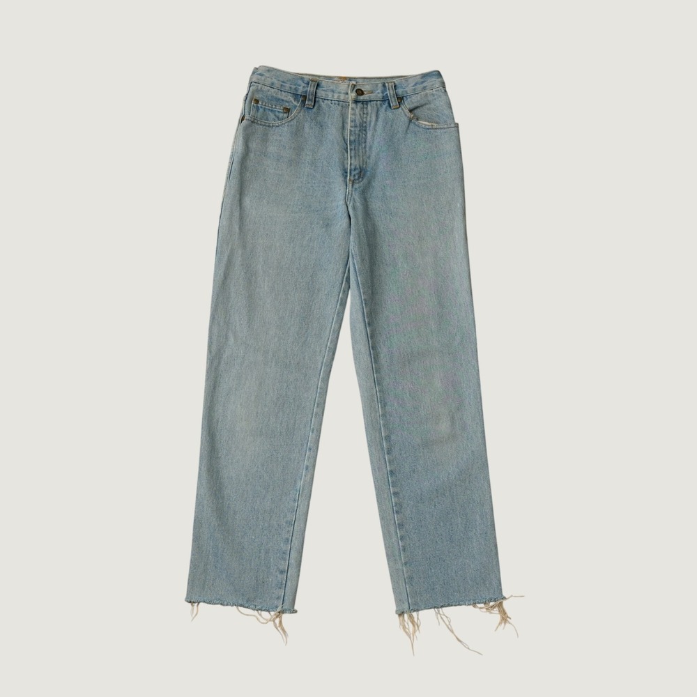 Guess Jeans Light Blue Raw Hem Cotton High Waisted Straight Leg Vintage Casual
